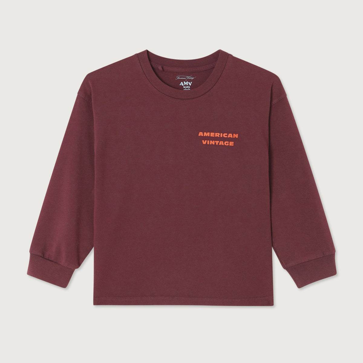 T-shirt Droit manches longues col rond imprimé American Vintage