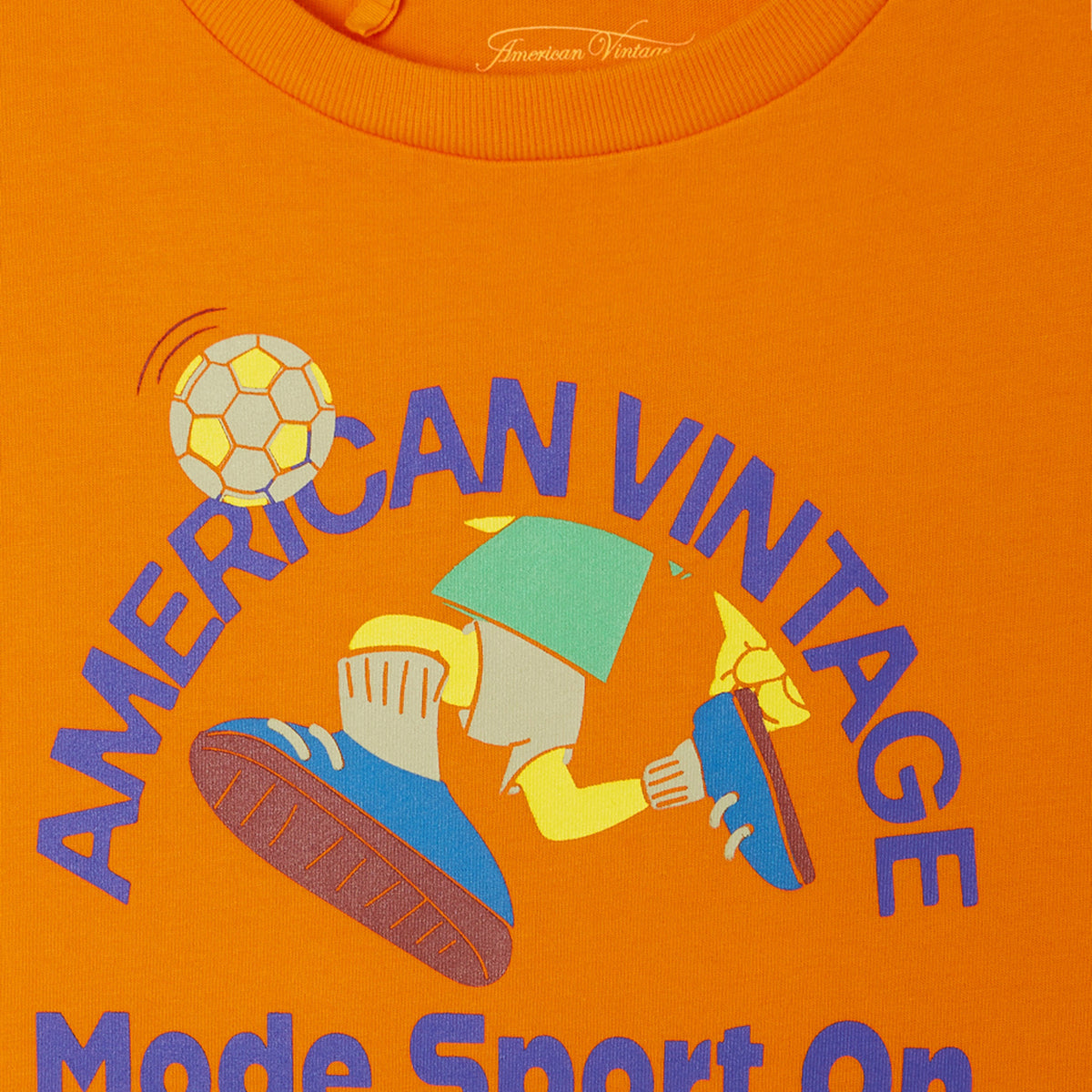 T-shirt Droit manches courtes col rond imprimé American Vintage
