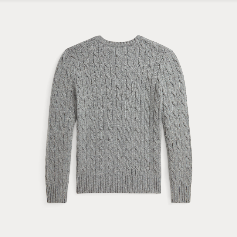 Pull torsadé gris Ralph Lauren