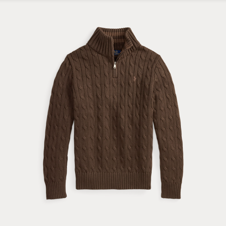Pull demi-zip torsadé Choco Ralph Lauren